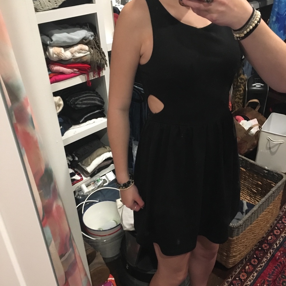 Black cut side skater dress